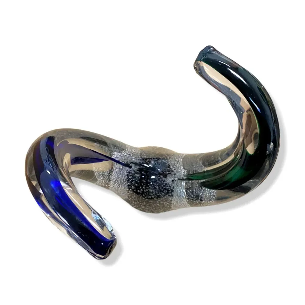 $375 John-Richard Collection Clear Blue Green Swirls Of Color III Sculpture